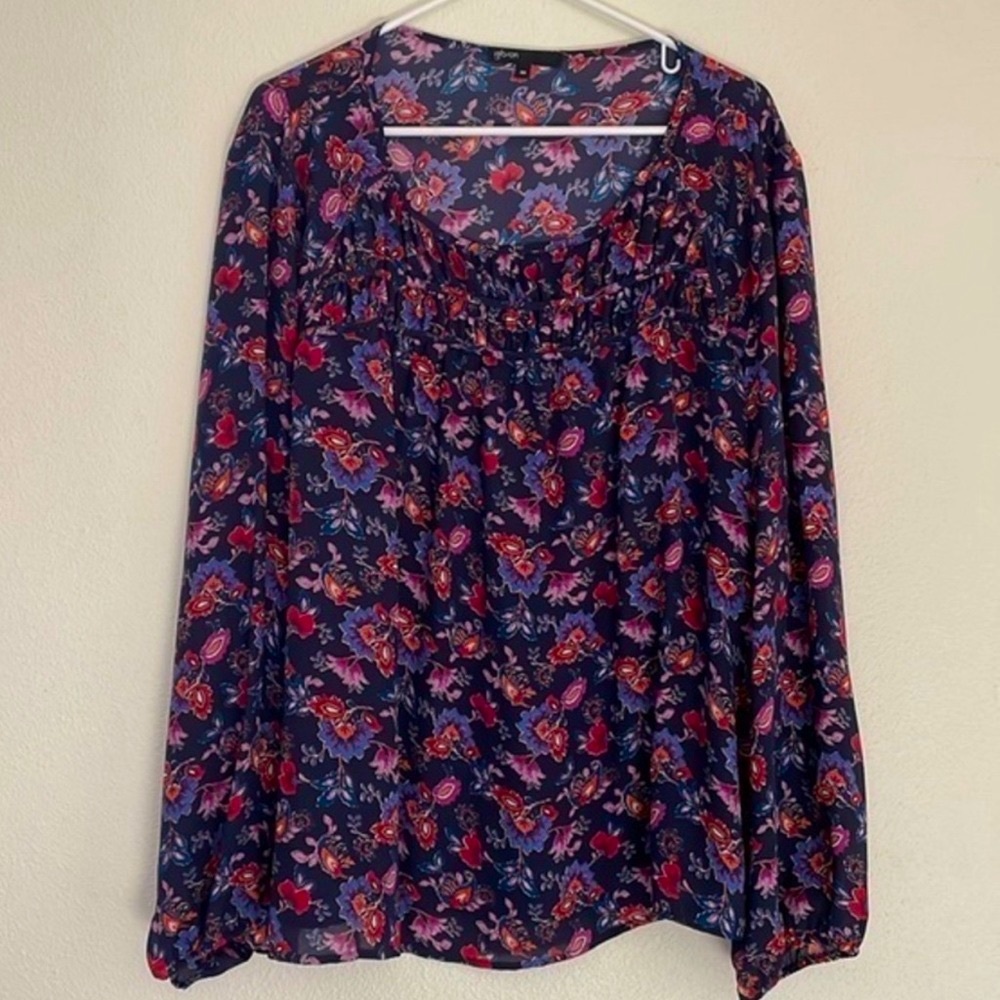 Gibson blouse 3X navy floral